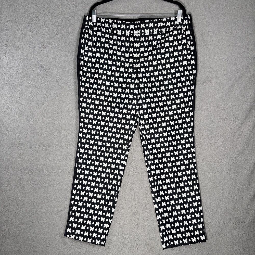 Talbots Size 10 Hampshire Ankle‎ Pant Butterfly Fairy Career Office Monochrome